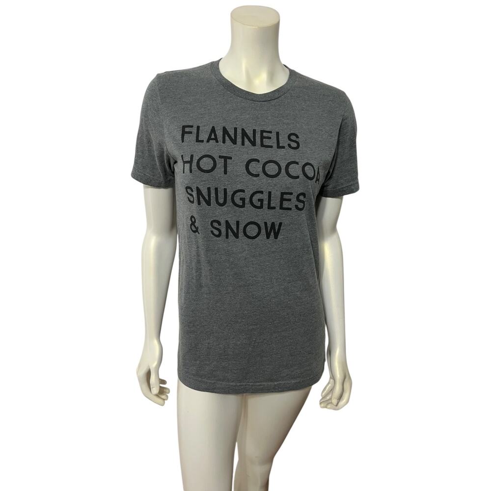 Bella Canvas Gray Graphic T Shirt Flannels Hot Cocoa Snuggles Snow Medium M